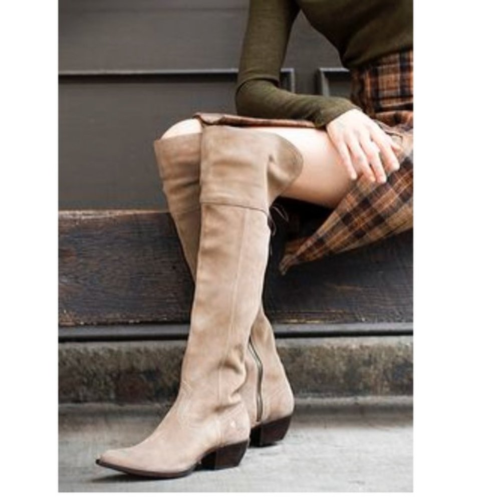 FRYE Sacha Over the Knee Suede Boots in Ash